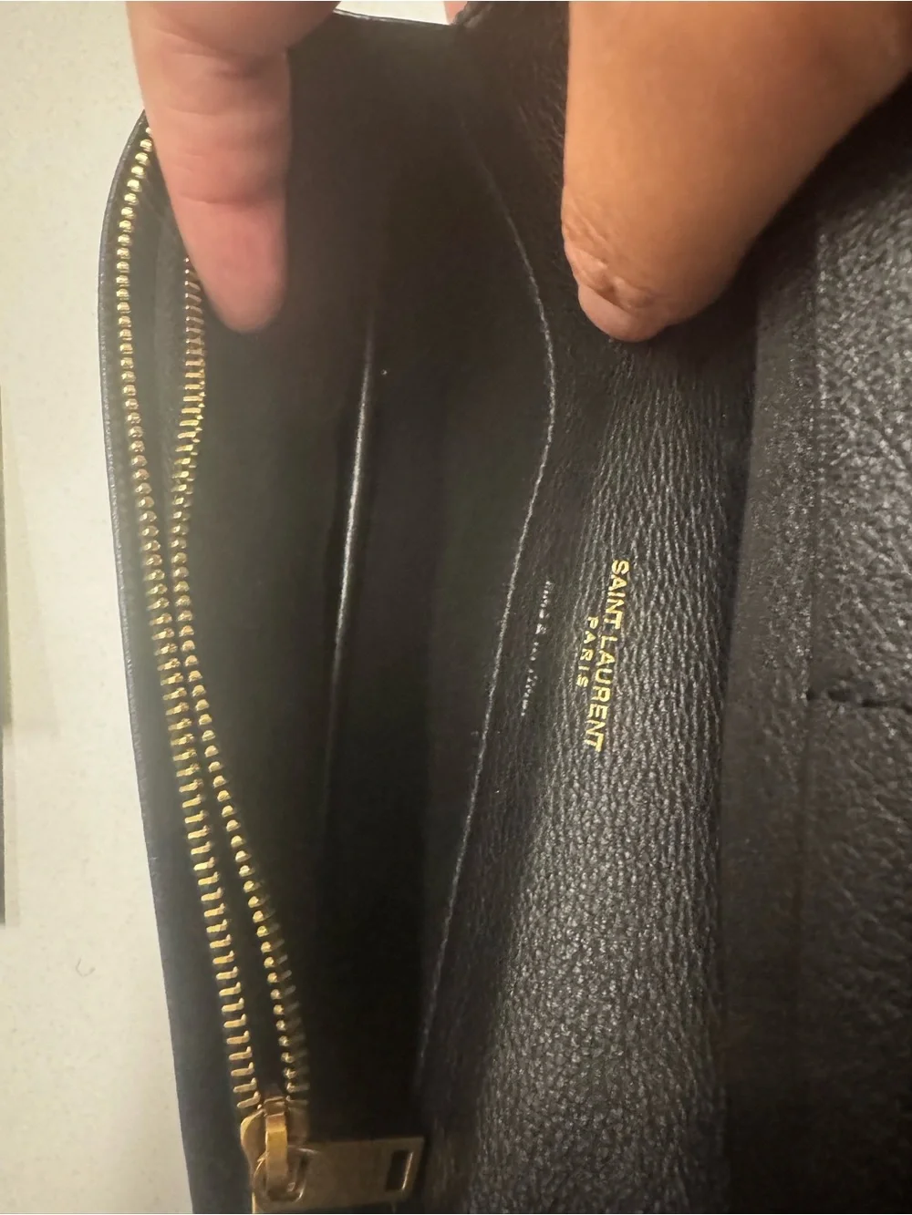 Saint Laurent Long Black Leather Zip Wallet